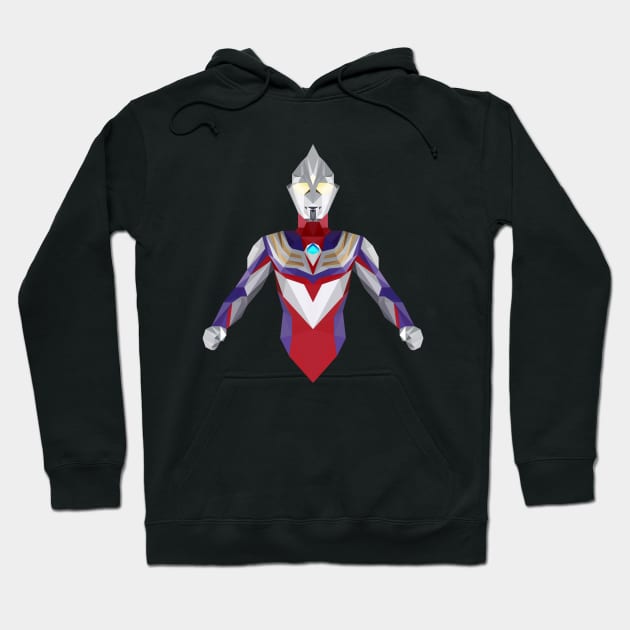 Ultraman Tiga (Multi-Type) Low Poly Art Hoodie by The Toku Verse